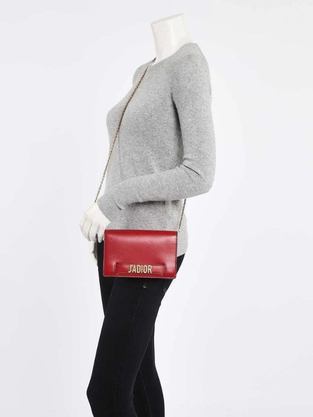 Christian Dior Red Smooth Calfskin Leather J'ADIOR Wallet on Chain Clutch Bag - Picture 2 of 12
